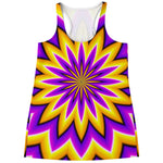Yellow Flower Moving Optical Illusion Women's Racerback Tank Top