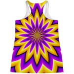 Yellow Flower Moving Optical Illusion Women's Racerback Tank Top