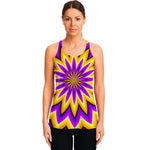 Yellow Flower Moving Optical Illusion Women's Racerback Tank Top