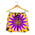 Yellow Flower Moving Optical Illusion Women's Shorts