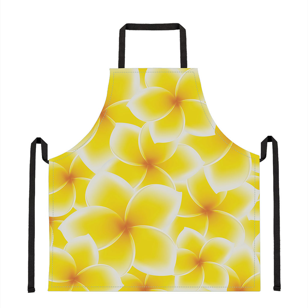 Yellow Frangipani Pattern Print Apron