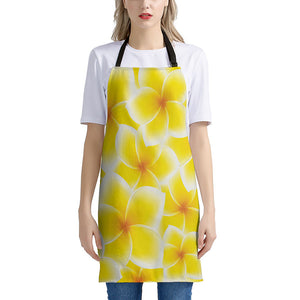 Yellow Frangipani Pattern Print Apron