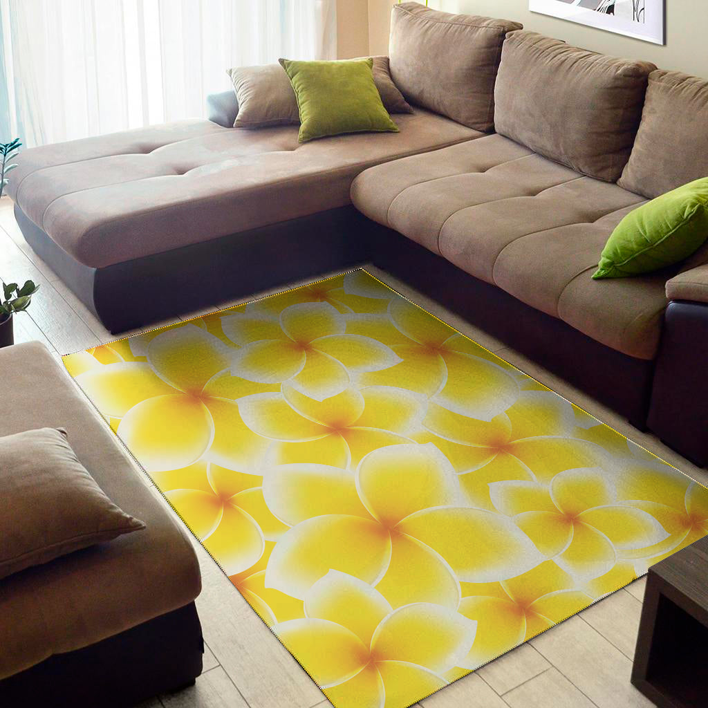 Yellow Frangipani Pattern Print Area Rug