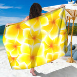 Yellow Frangipani Pattern Print Beach Sarong Wrap
