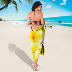 Yellow Frangipani Pattern Print Beach Sarong Wrap