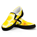 Yellow Frangipani Pattern Print Black Slip On Sneakers
