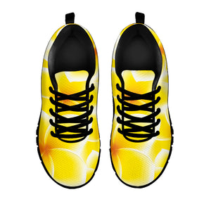 Yellow Frangipani Pattern Print Black Sneakers