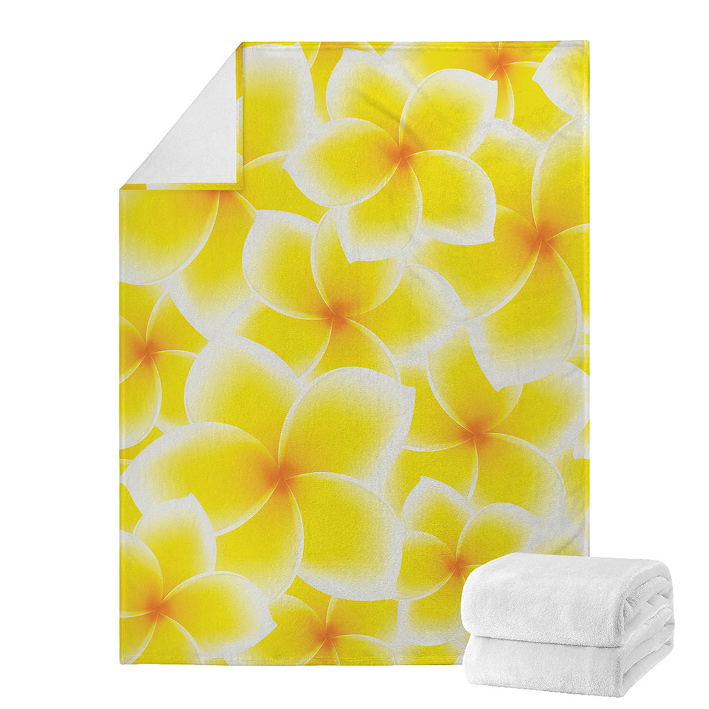 Yellow Frangipani Pattern Print Blanket