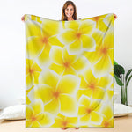 Yellow Frangipani Pattern Print Blanket