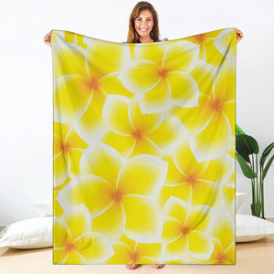 Yellow Frangipani Pattern Print Blanket