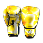 Yellow Frangipani Pattern Print Boxing Gloves