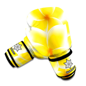 Yellow Frangipani Pattern Print Boxing Gloves