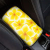 Yellow Frangipani Pattern Print Car Center Console Cover