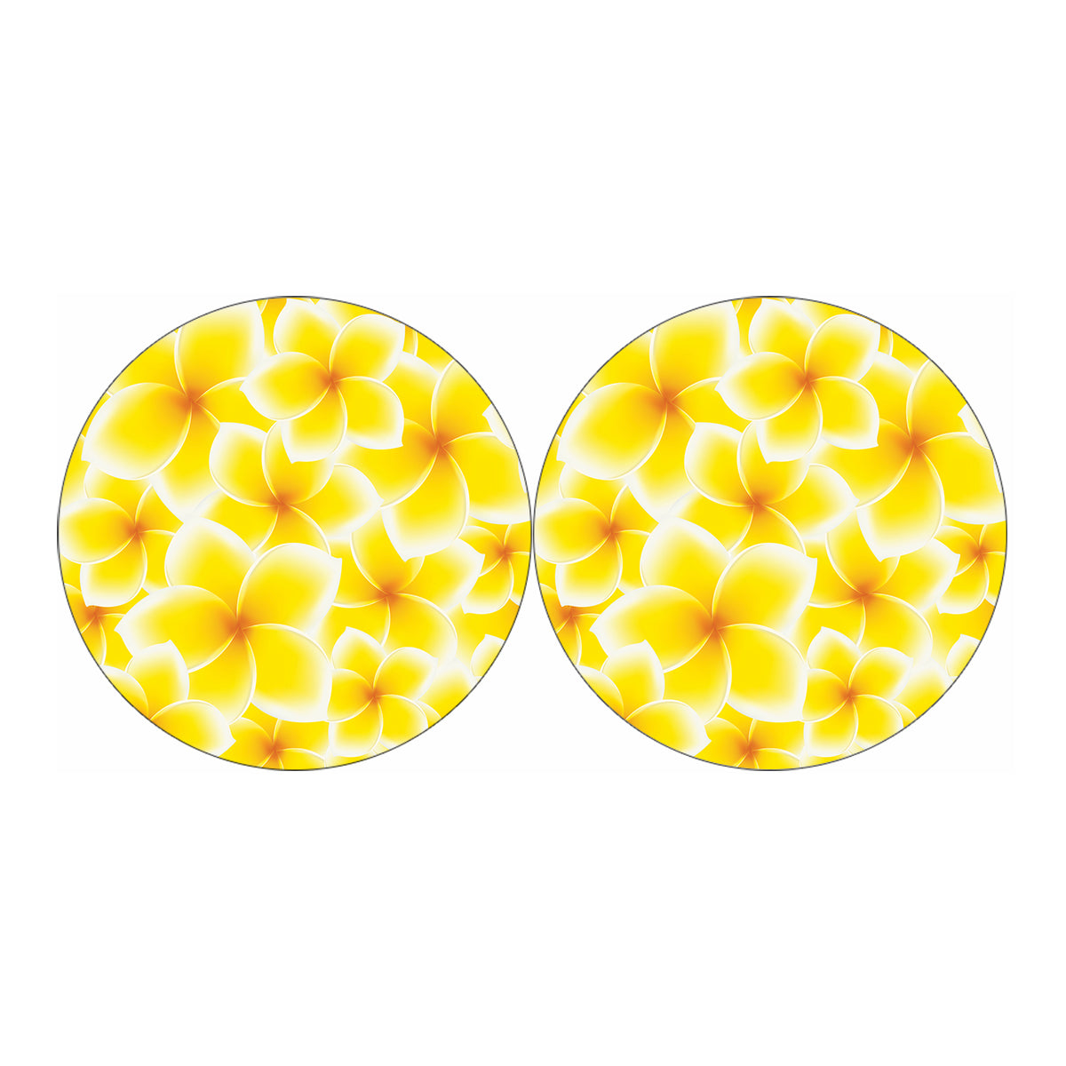 Yellow Frangipani Pattern Print Car Coasters