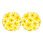 Yellow Frangipani Pattern Print Car Coasters