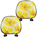 Yellow Frangipani Pattern Print Car Headrest Covers