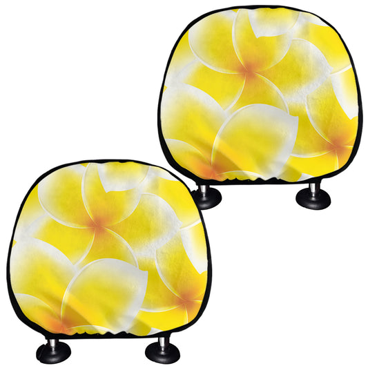 Yellow Frangipani Pattern Print Car Headrest Covers
