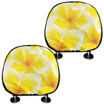 Yellow Frangipani Pattern Print Car Headrest Covers
