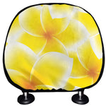 Yellow Frangipani Pattern Print Car Headrest Covers