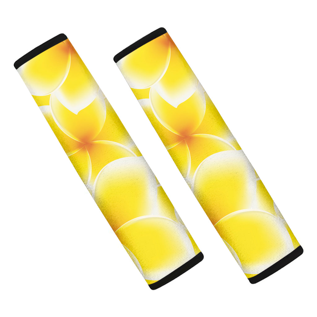 Yellow Frangipani Pattern Print Car Seat Belt Covers