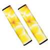 Yellow Frangipani Pattern Print Car Seat Belt Covers