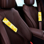 Yellow Frangipani Pattern Print Car Seat Belt Covers