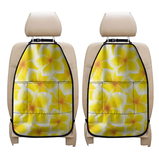 Yellow Frangipani Pattern Print Car Seat Organizers