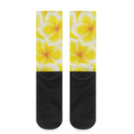 Yellow Frangipani Pattern Print Crew Socks