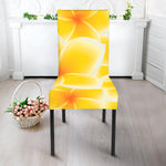 Yellow Frangipani Pattern Print Dining Chair Slipcover