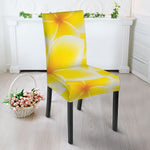 Yellow Frangipani Pattern Print Dining Chair Slipcover