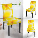 Yellow Frangipani Pattern Print Dining Chair Slipcover