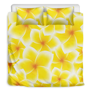 Yellow Frangipani Pattern Print Duvet Cover Bedding Set