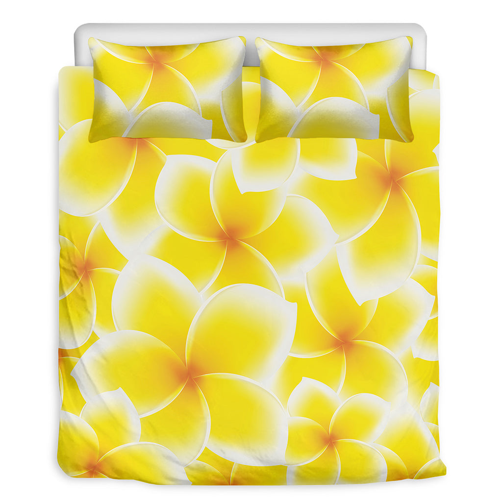 Yellow Frangipani Pattern Print Duvet Cover Bedding Set