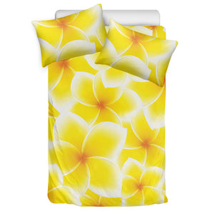 Yellow Frangipani Pattern Print Duvet Cover Bedding Set