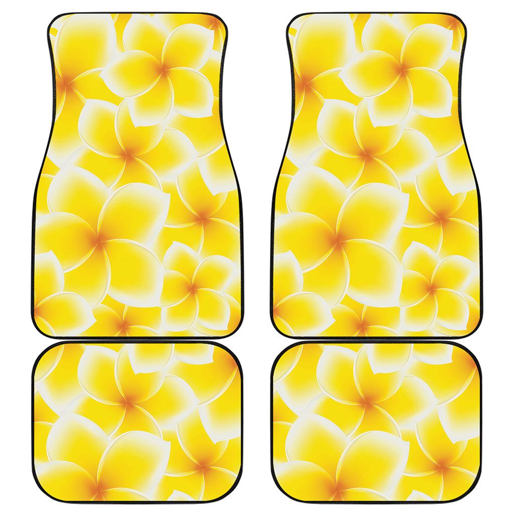 Yellow Frangipani Pattern Print Front and Back Car Floor Mats