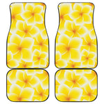 Yellow Frangipani Pattern Print Front and Back Car Floor Mats