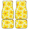 Yellow Frangipani Pattern Print Front and Back Car Floor Mats