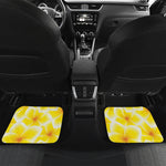 Yellow Frangipani Pattern Print Front and Back Car Floor Mats