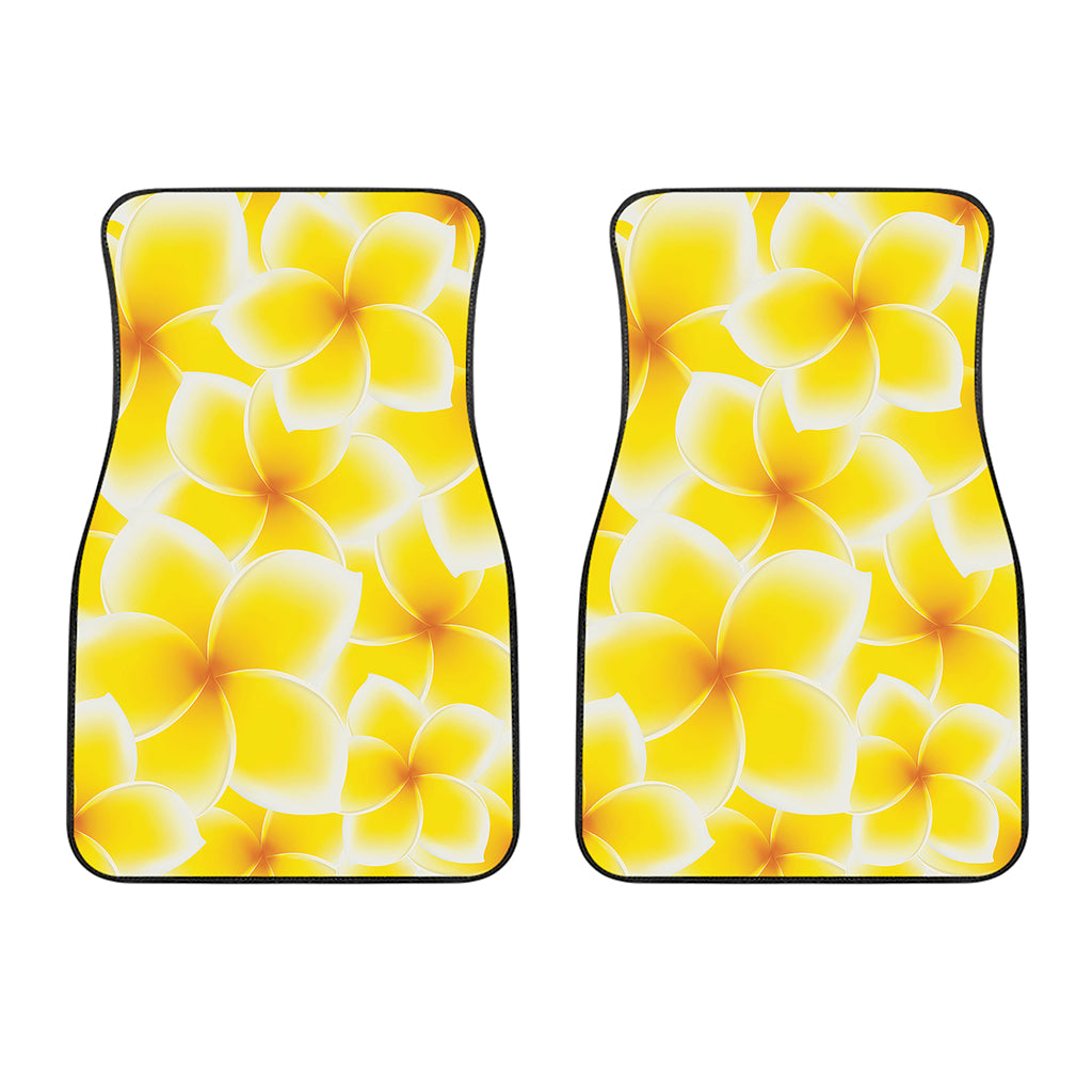 Yellow Frangipani Pattern Print Front Car Floor Mats