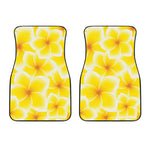 Yellow Frangipani Pattern Print Front Car Floor Mats