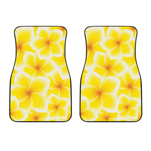 Yellow Frangipani Pattern Print Front Car Floor Mats