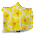 Yellow Frangipani Pattern Print Hooded Blanket