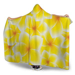 Yellow Frangipani Pattern Print Hooded Blanket