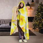 Yellow Frangipani Pattern Print Hooded Blanket
