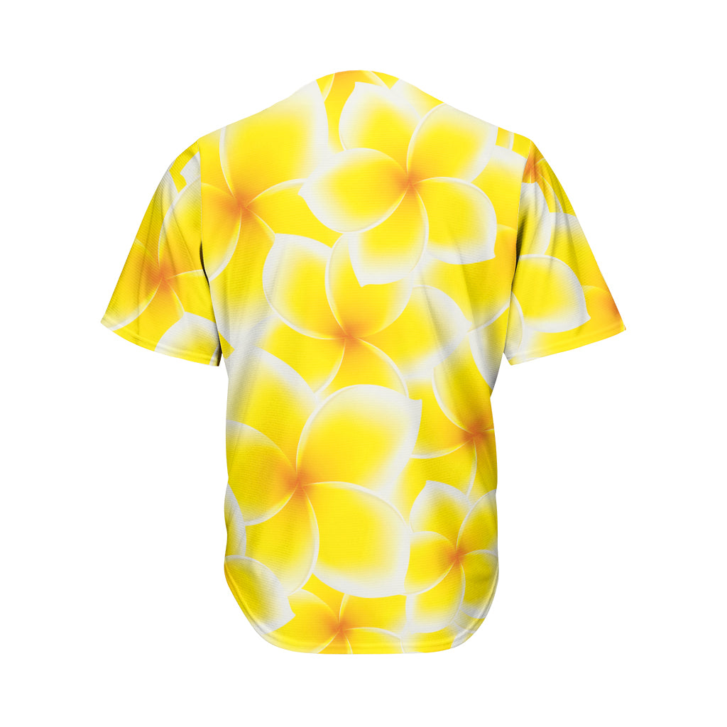 Yellow Frangipani Pattern Print Men's Baseball Jersey