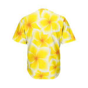 Yellow Frangipani Pattern Print Men's Baseball Jersey