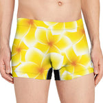 Yellow Frangipani Pattern Print Men's Boxer Briefs