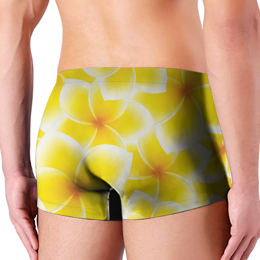 Yellow Frangipani Pattern Print Men's Boxer Briefs