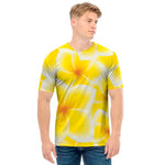 Yellow Frangipani Pattern Print Men's T-Shirt