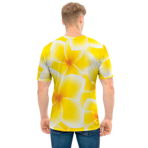 Yellow Frangipani Pattern Print Men's T-Shirt